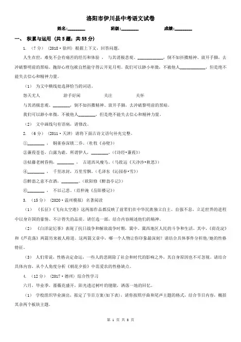 洛阳市伊川县中考语文试卷