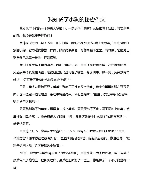 我知道了小狗的秘密作文