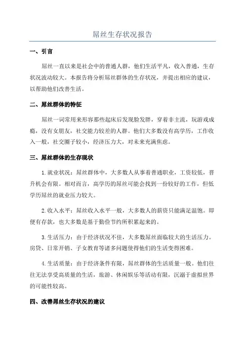 屌丝生存状况报告