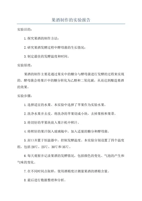 果酒制作的实验报告