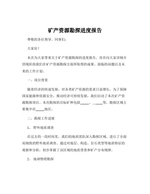 矿产资源勘探进度报告