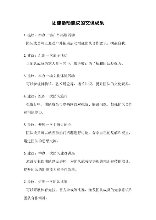 团建活动建议的交谈成果