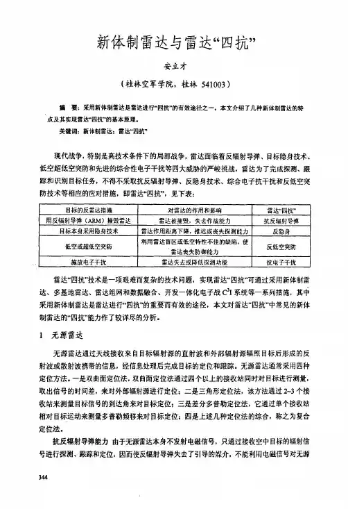 新体制雷达与雷达“四抗”