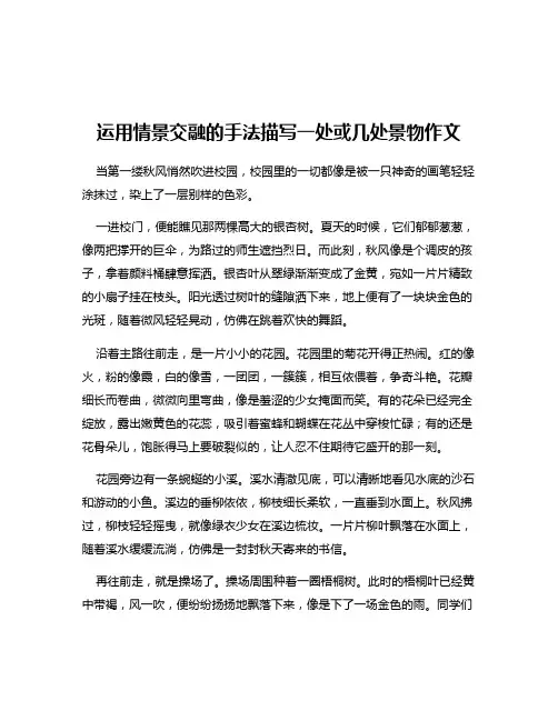 运用情景交融的手法描写一处或几处景物作文