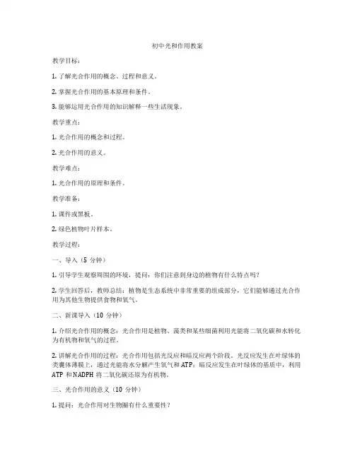 初中光和作用教案