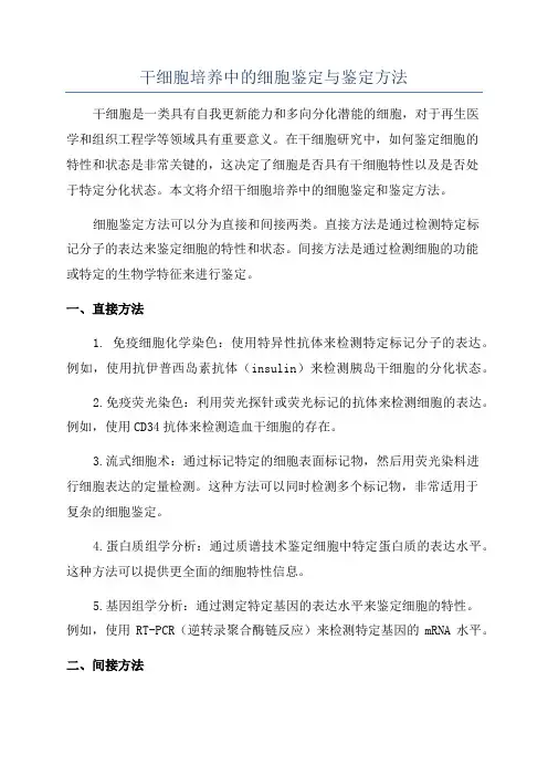 干细胞培养中的细胞鉴定与鉴定方法