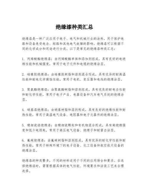 绝缘漆种类汇总