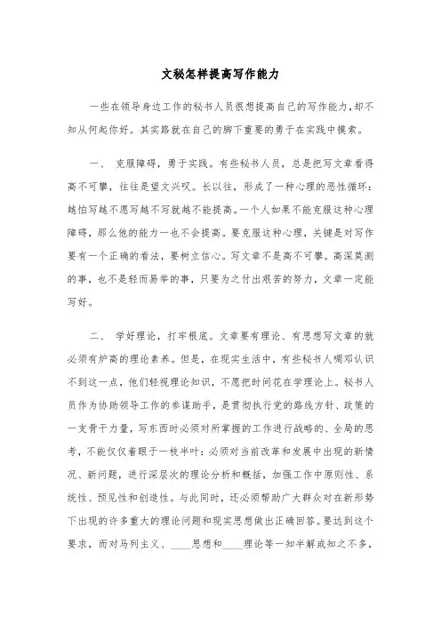 文秘怎样提高写作能力(五篇)