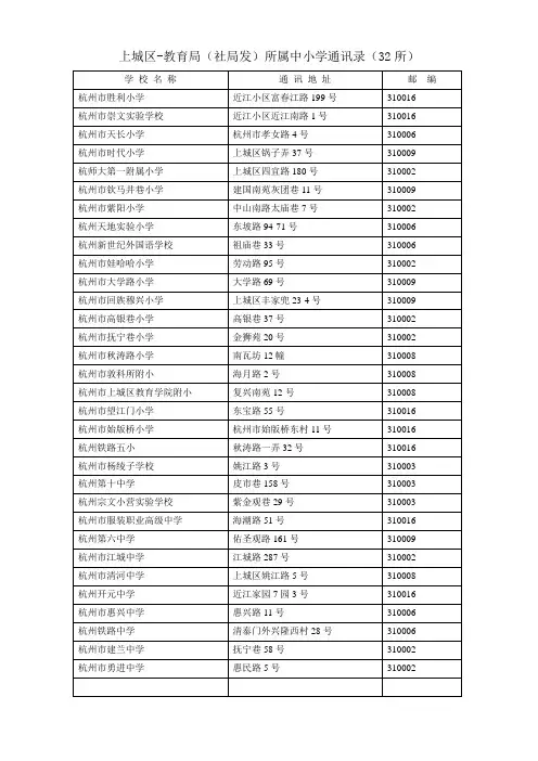 杭州学校名单