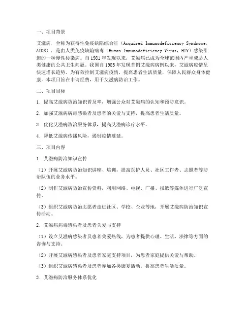 经费艾滋病申请报告