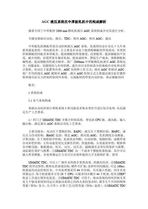 AGC液压系统在中厚板轧机中的构成解析
