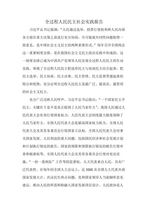 全过程人民民主社会实践报告