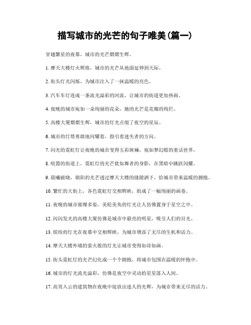 描写城市的光芒的句子唯美(精选两篇)