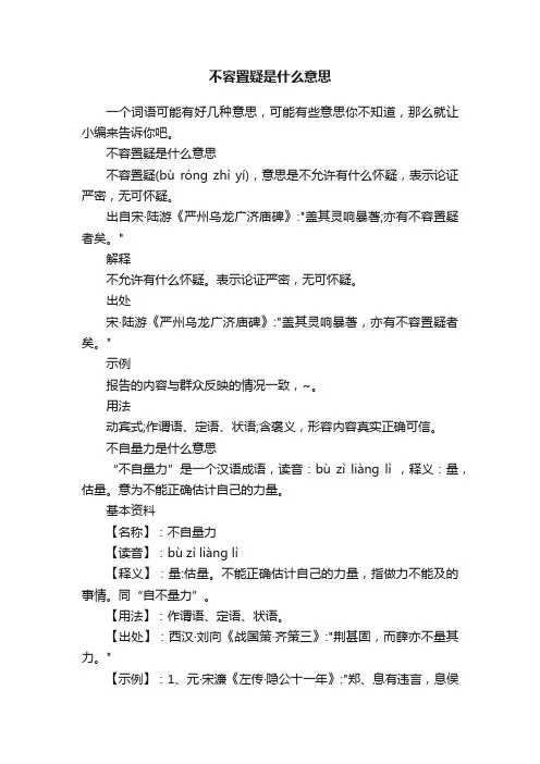 不容置疑是什么意思