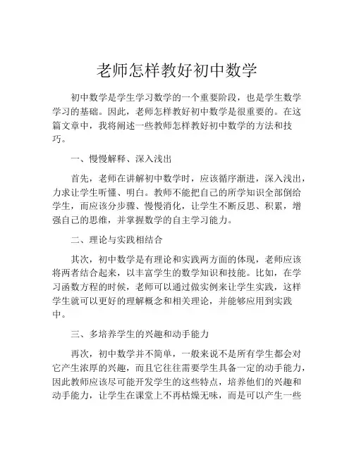 老师怎样教好初中数学