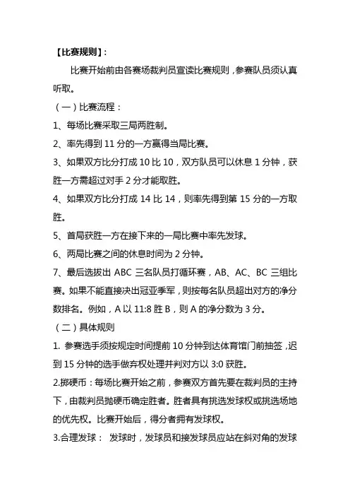 羽毛球赛比赛规则