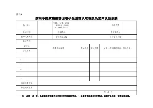 附5-年级(或专业)家庭经济困难学生认定评议小组民主评议记录表