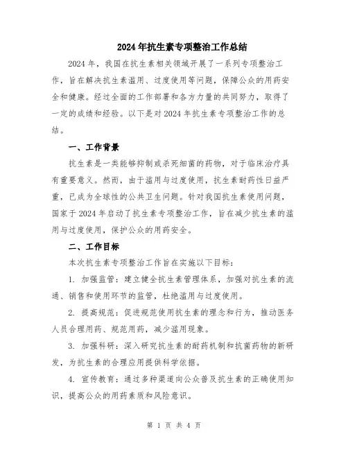 2024年抗生素专项整治工作总结