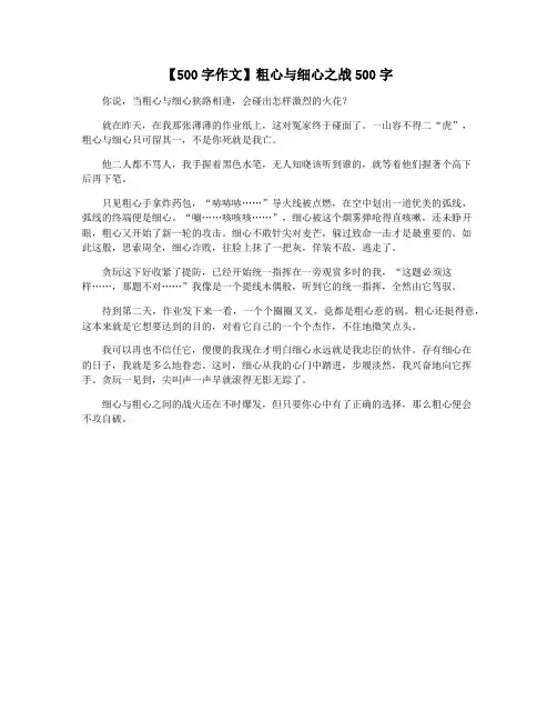 【500字作文】粗心与细心之战500字