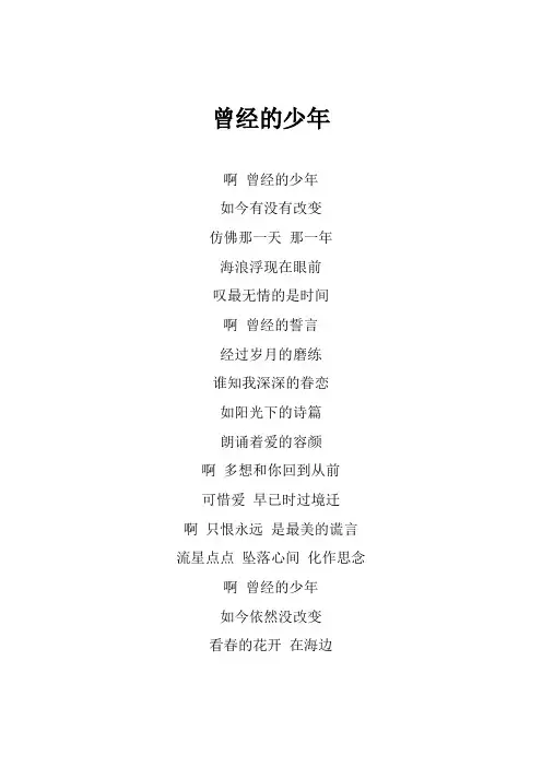 郑源《曾经的少年》歌词(专辑：曾经的少年)