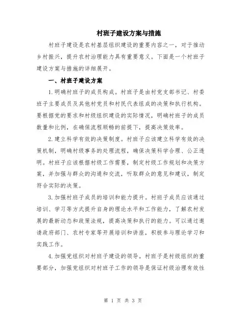 村班子建设方案与措施