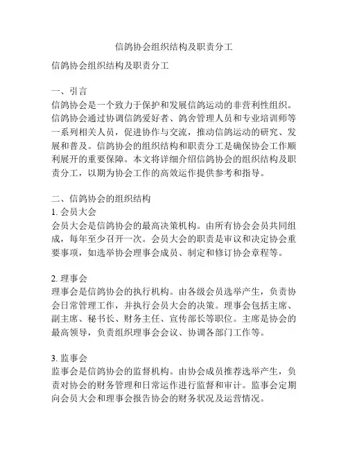 信鸽协会组织结构及职责分工