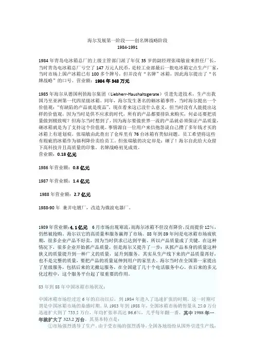 海尔发展1984至今27年发展史大事记数据资料