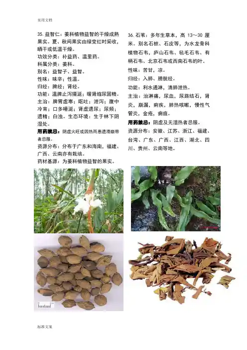 常用中药的大全(有彩图可打印)