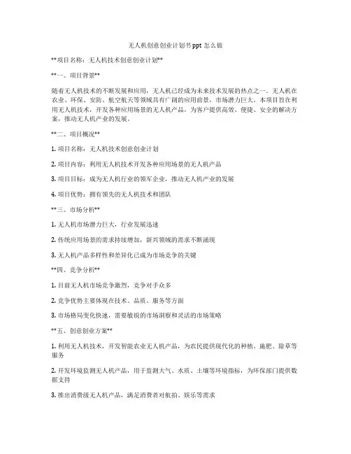 无人机创意创业计划书ppt怎么做