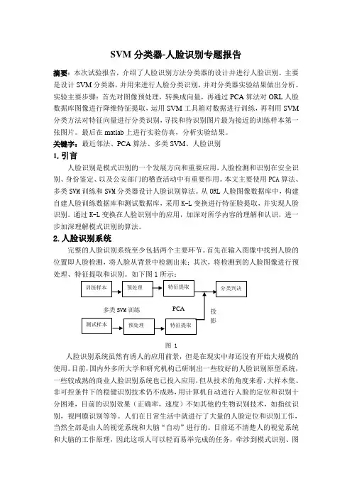 SVM分类器-人脸识别专题报告