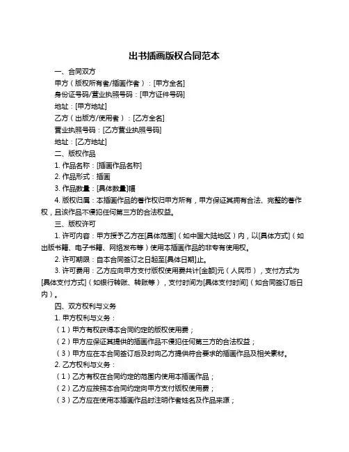 出书插画版权合同范本