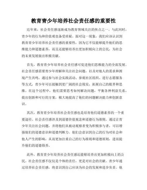 教育青少年培养社会责任感的重要性