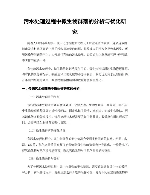 污水处理过程中微生物群落的分析与优化研究