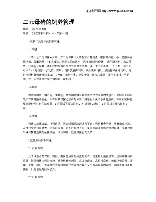 二元母猪的饲养管理