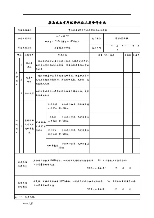 土方回填工序质量评定表
