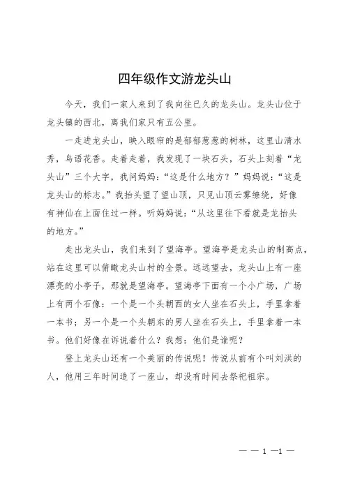 四年级作文游龙头山