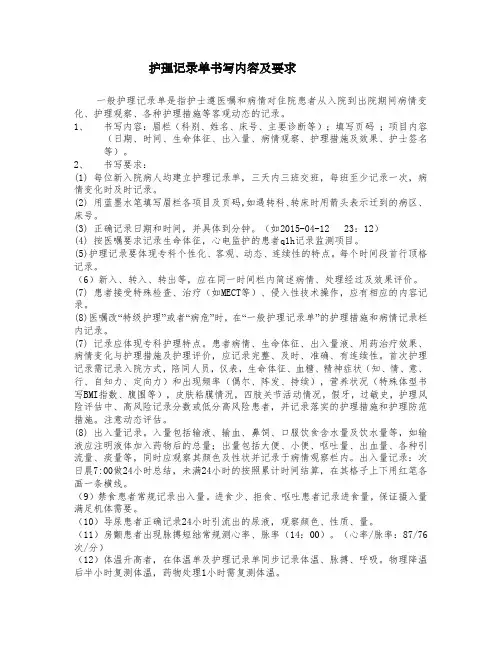 精神科护理记录内容与要求