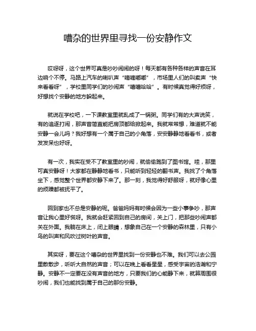 嘈杂的世界里寻找一份安静作文