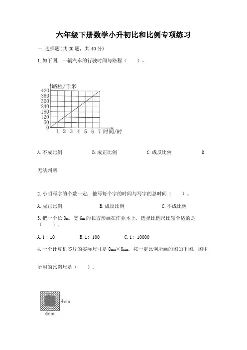 六年级下册数学小升初比和比例专项练习加答案(满分必刷)
