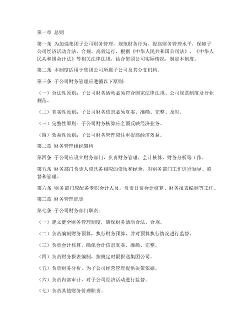 集团子公司的财务管理制度
