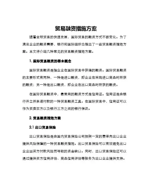贸易融资措施方案