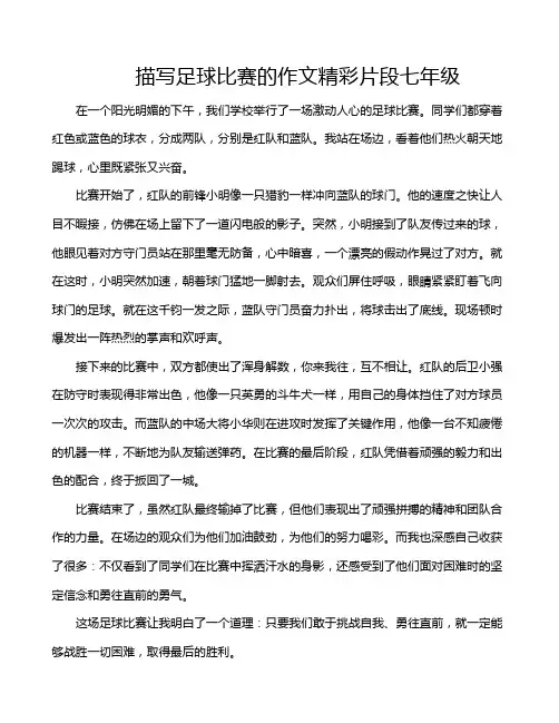 描写足球比赛的作文精彩片段七年级