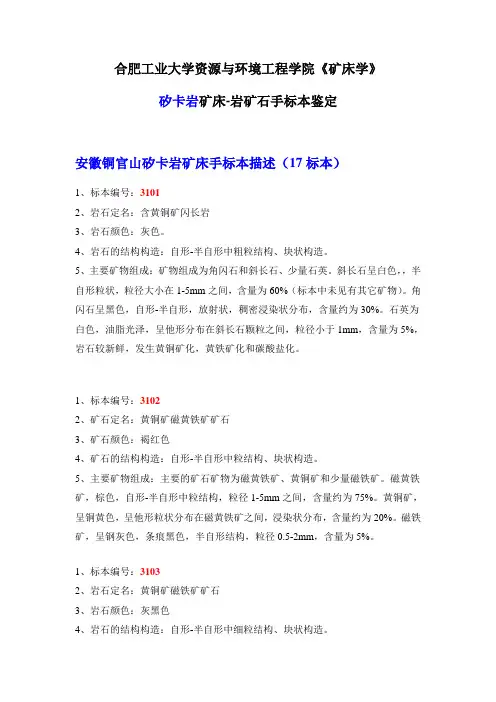合工大《矿床学》矽卡岩矿床手标本鉴定-17标本