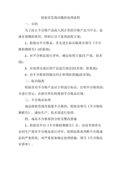 检验员发现问题的处理流程