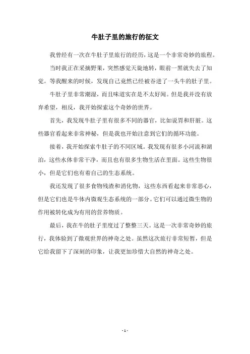 牛肚子里的旅行的征文