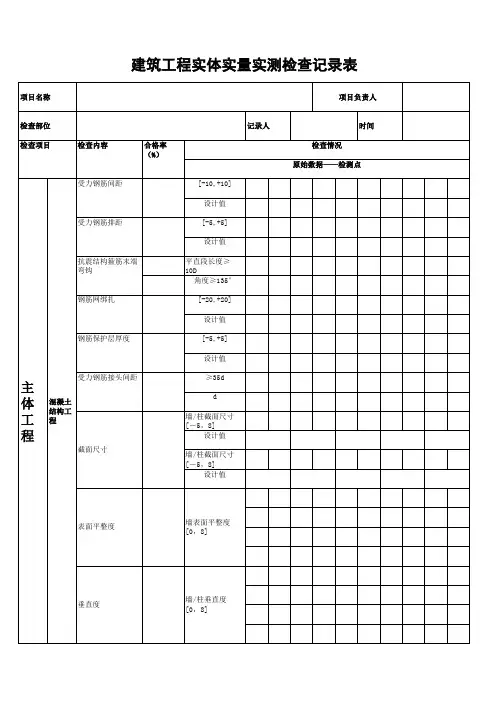 建筑工程实体实测实量记录表