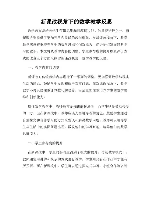 新课改视角下的数学教学反思