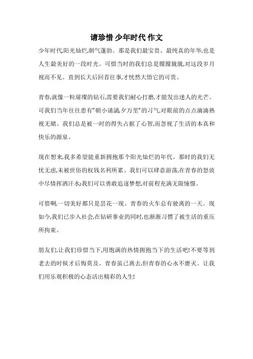 请珍惜 少年时代 作文