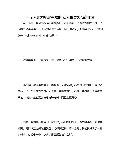 一个人的力量是有限的,众人拾柴火焰高作文