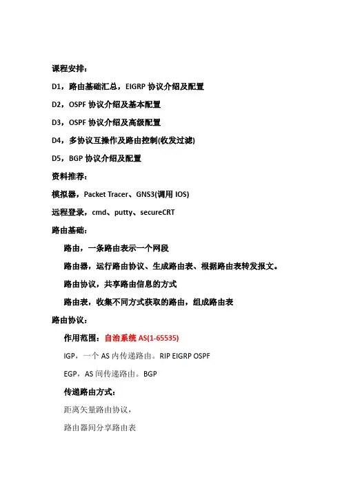 CCNP路由_课堂笔记以及相关知识点整合